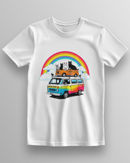 Rainbow Road Cat Bus – Classic Unisex T-Shirt