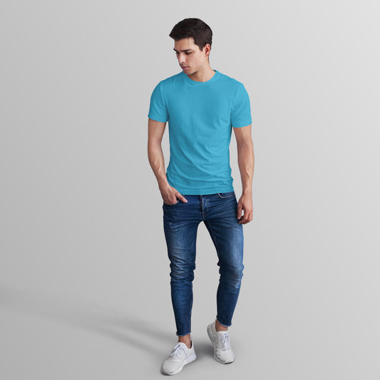 Unisex 100% Cotton Basic T-Shirt –Sky Blue