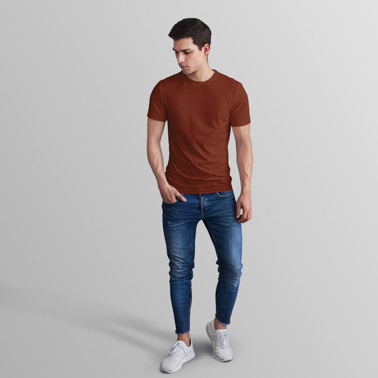 Unisex 100% Cotton Basic T-Shirt –Brick Red