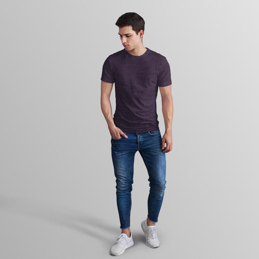 Unisex Poly-Cotton Basic T-Shirt -Purple Melange