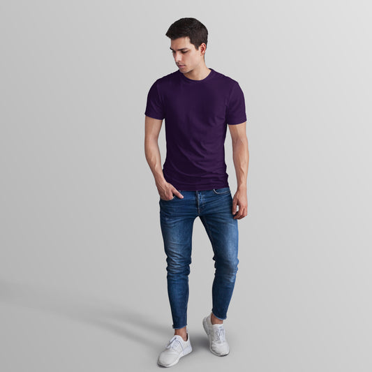 Unisex Poly-Cotton Basic T-Shirt -Purple