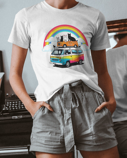 Rainbow Road Cat Bus – Classic Unisex T-Shirt