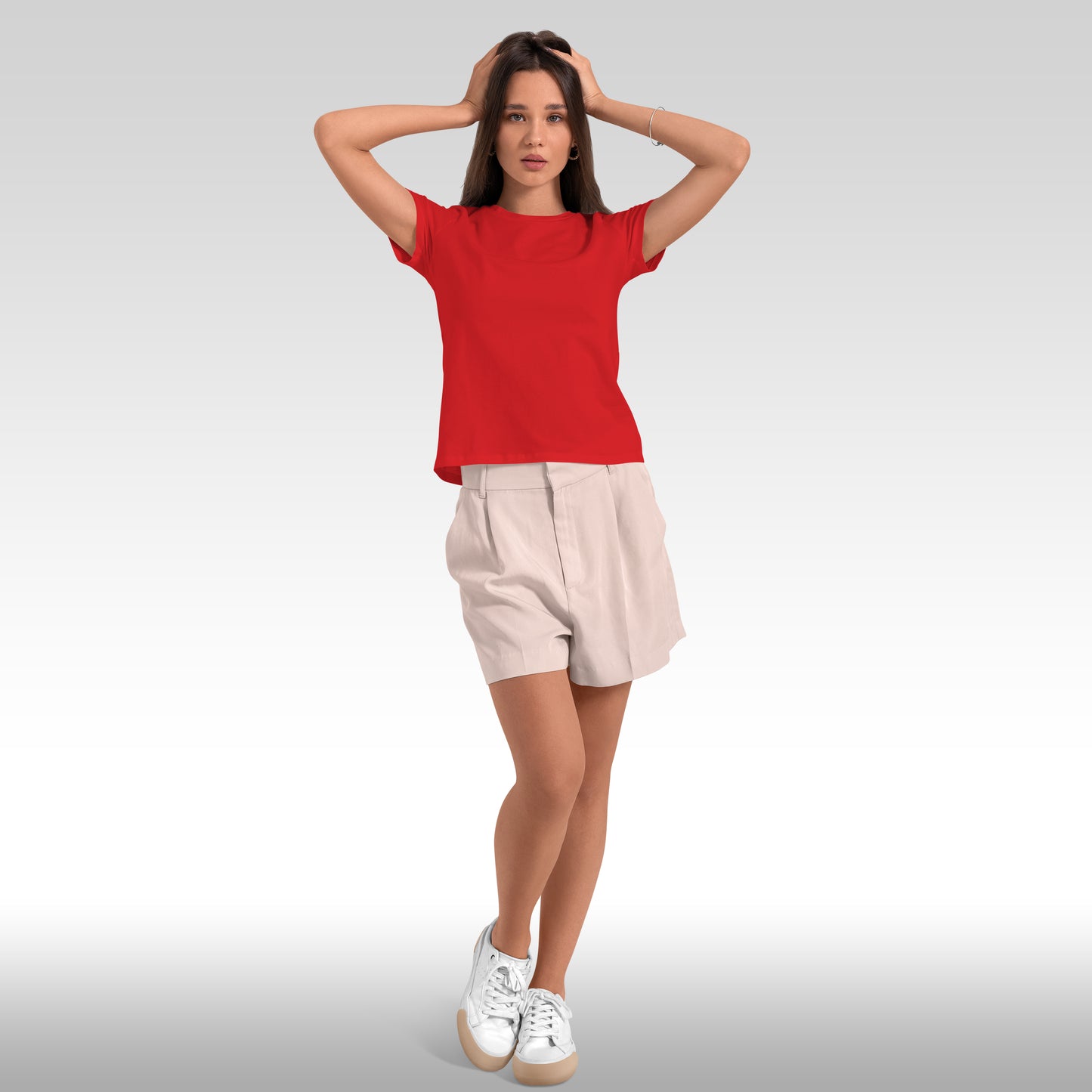 Unisex Poly-Cotton Basic T-Shirt -Red