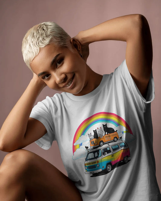 Rainbow Road Cat Bus – Classic Unisex T-Shirt