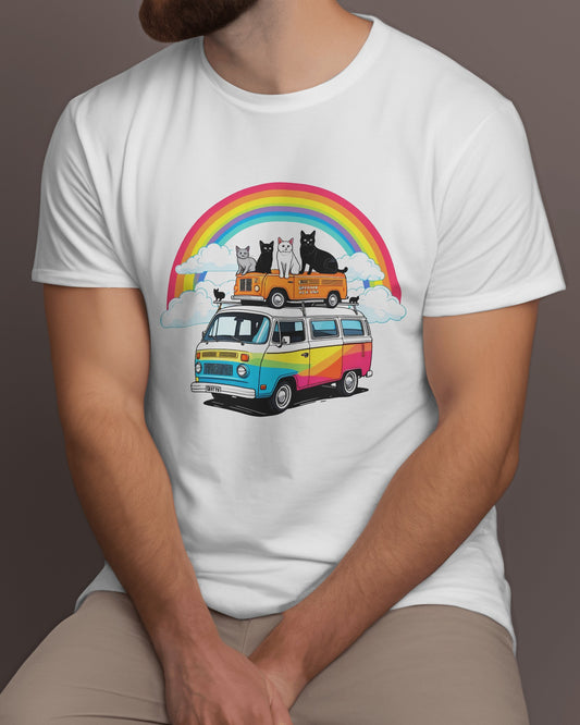 Rainbow Road Cat Bus – Classic Unisex T-Shirt