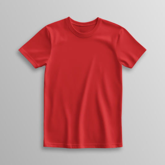 Unisex Poly-Cotton Basic T-Shirt -Red
