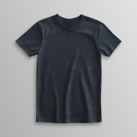 Unisex Poly-Cotton Basic T-Shirt -Navy Melange